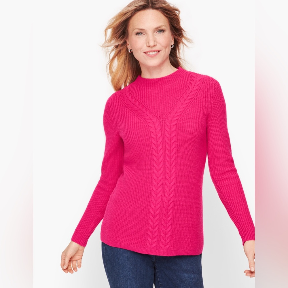 Talbots Plus cable knit shaker stitch sweater Pink size 3X